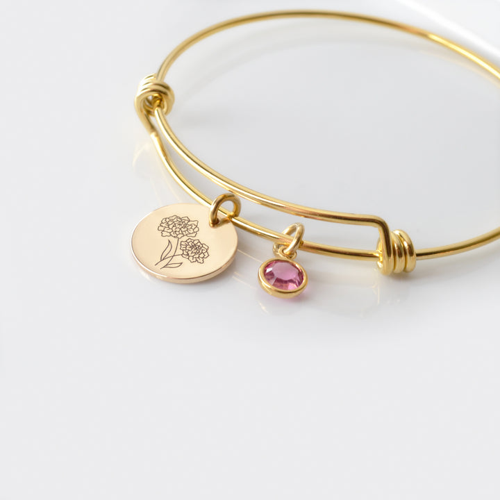 Birth Flower Bangle - GOLD