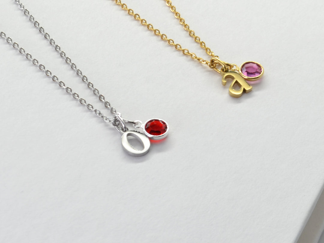 Birthstone + Initial Necklace
