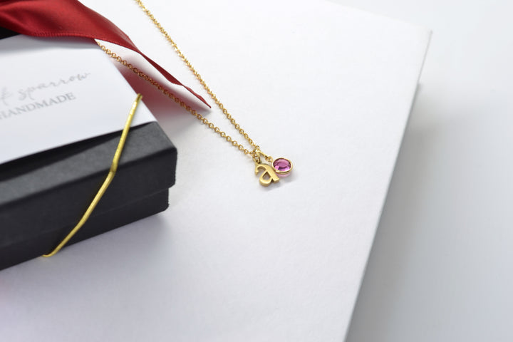 Birthstone + Initial Necklace