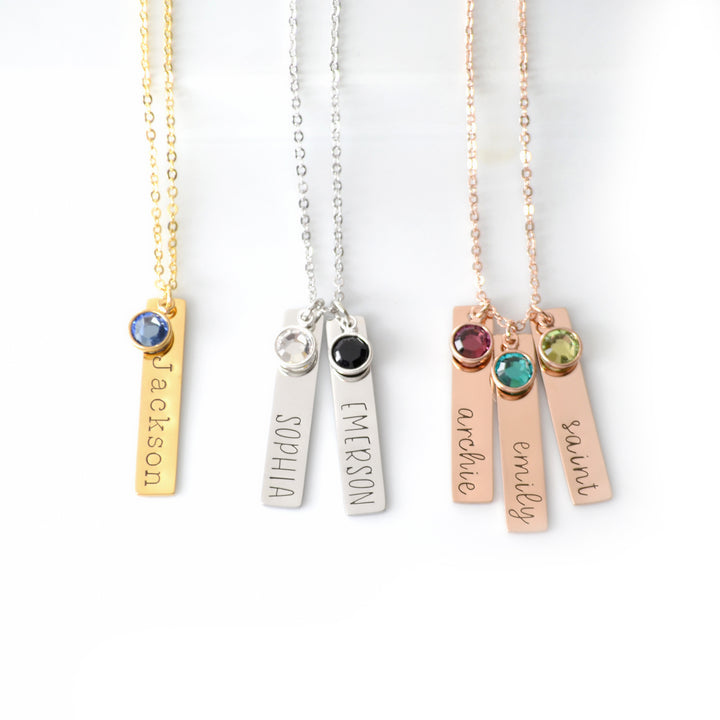 Vertical Bar Birthstone Necklace