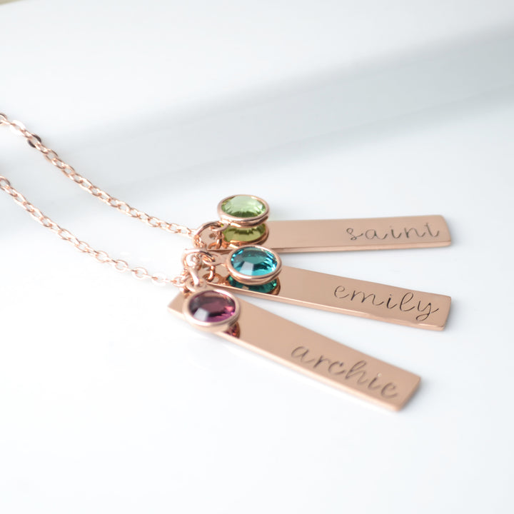 Vertical Bar Birthstone Necklace