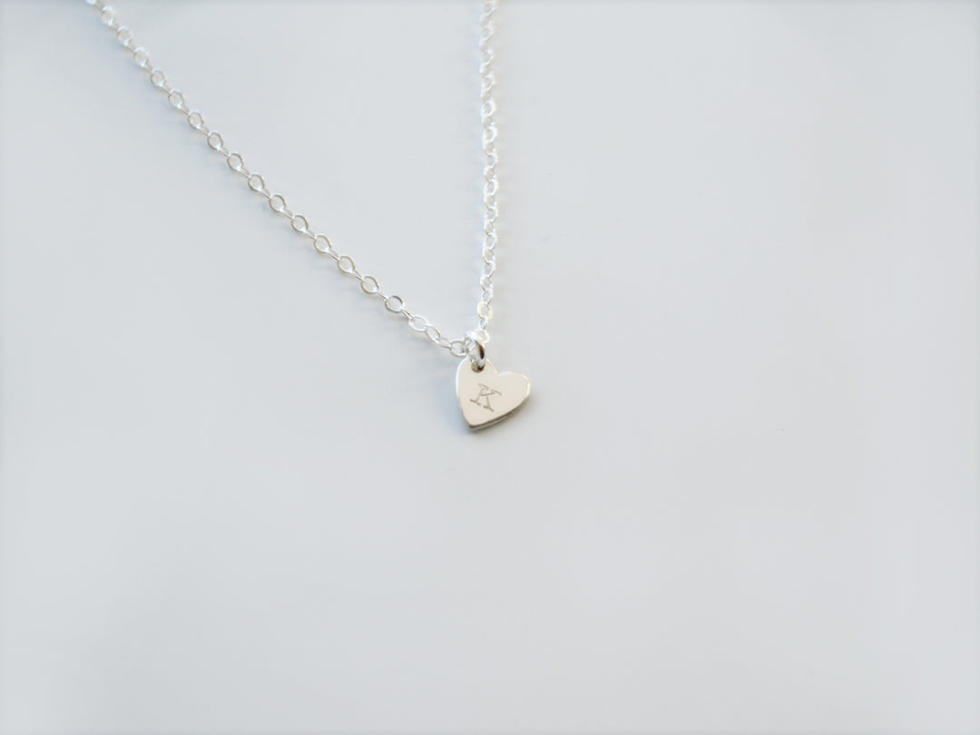 Dainty Sterling Silver Heart Charm Necklace