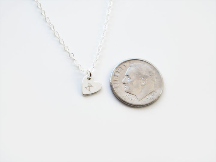 Dainty Sterling Silver Heart Charm Necklace