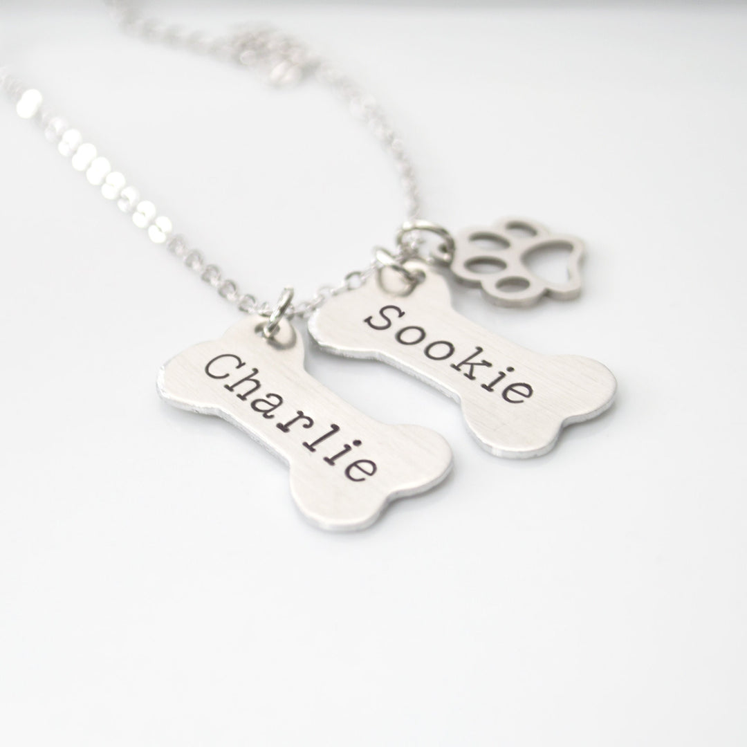 Personalized Dog Bone Charm Necklace