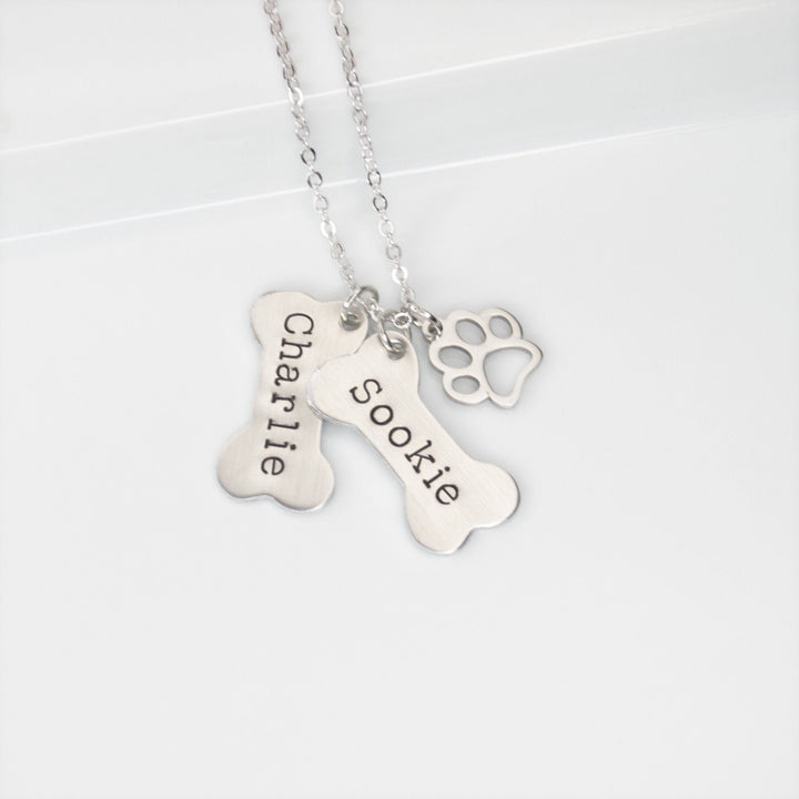 Personalized Dog Bone Charm Necklace