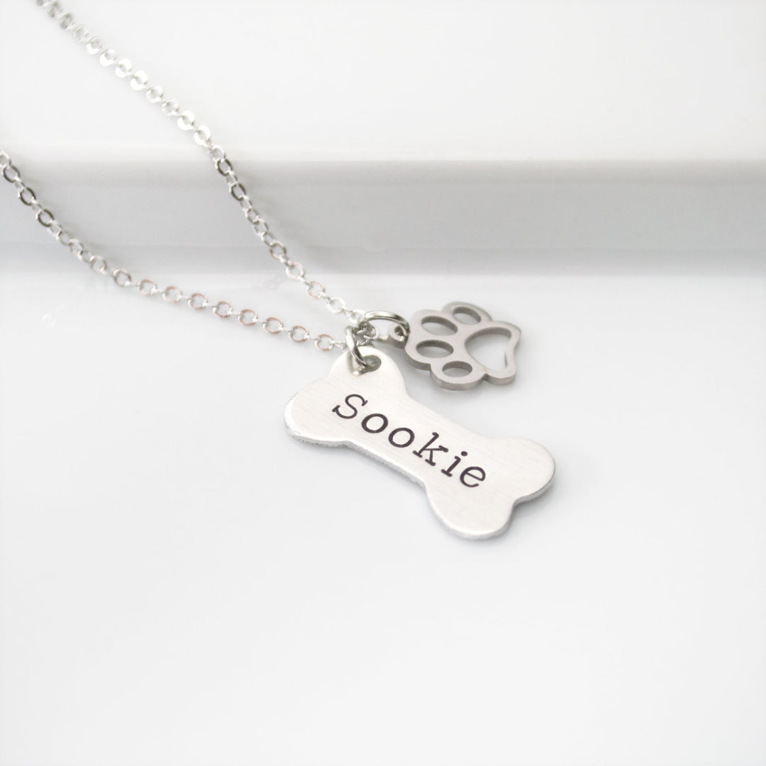 Personalized Dog Bone Charm Necklace