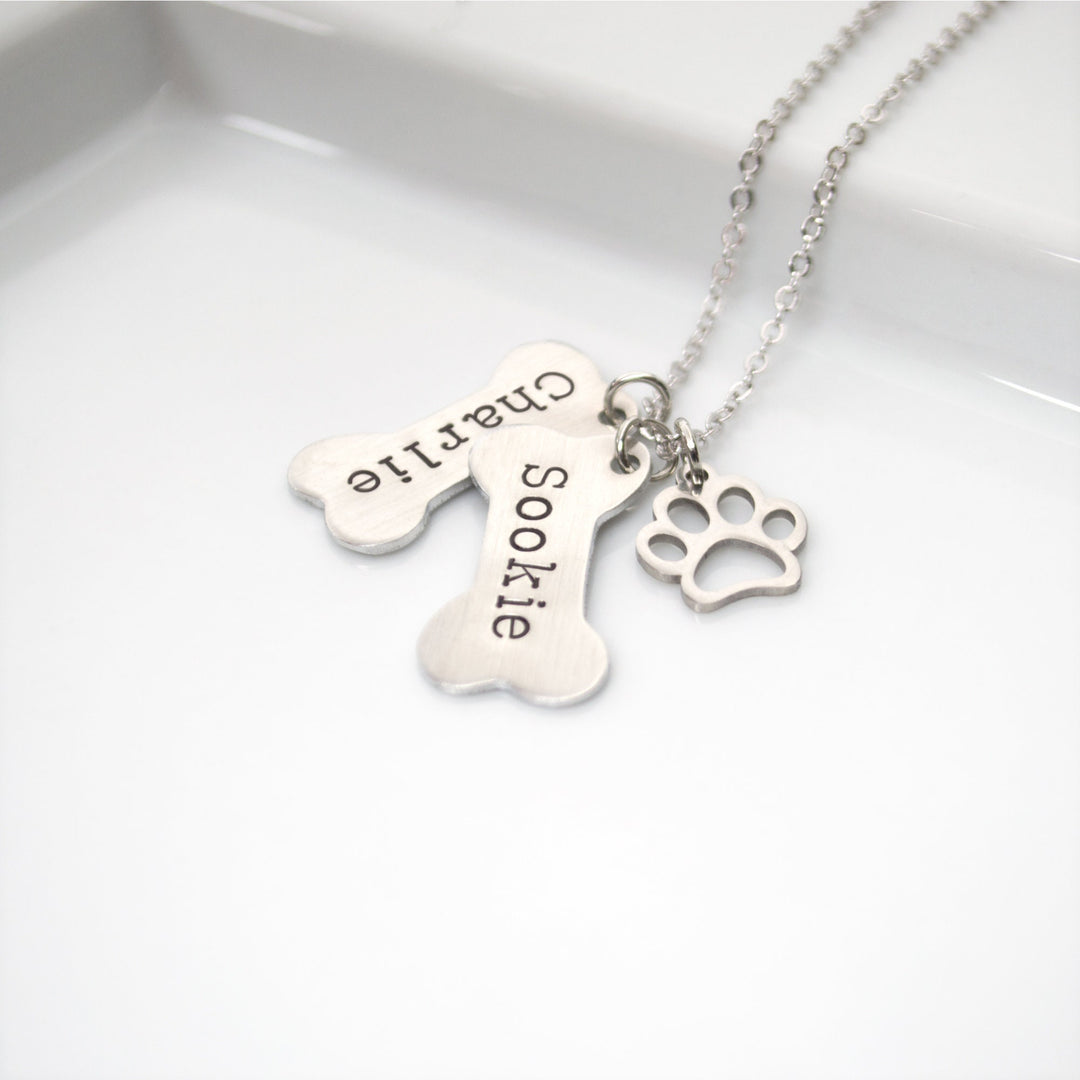 Personalized Dog Bone Charm Necklace