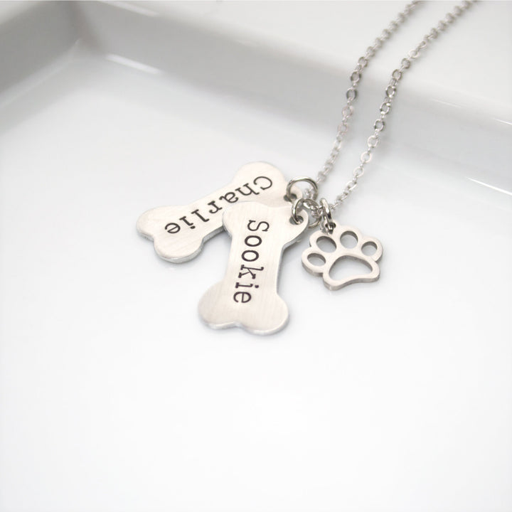 Personalized Dog Bone Charm Necklace