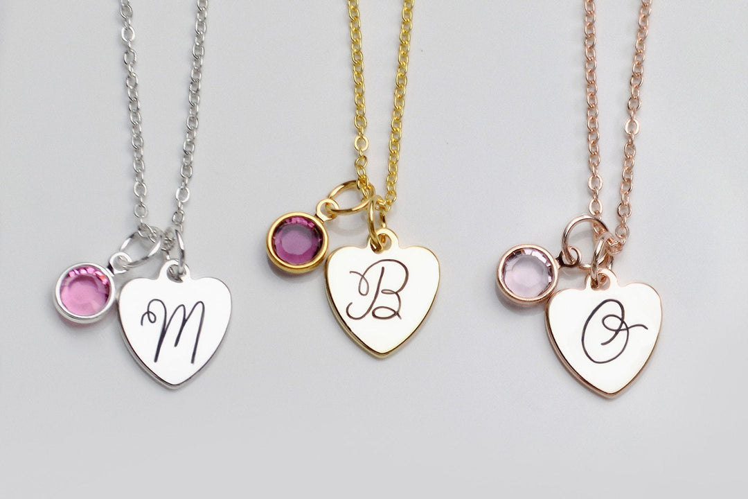 Monogram Heart Charm Necklace