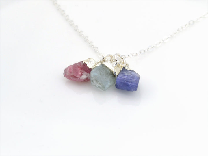 Silver Raw Birthstone Necklace