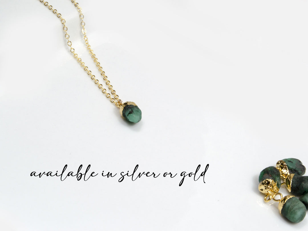 Silver Raw Birthstone Necklace