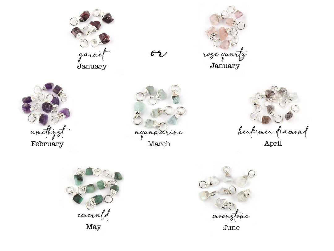 Silver Raw Birthstone Necklace
